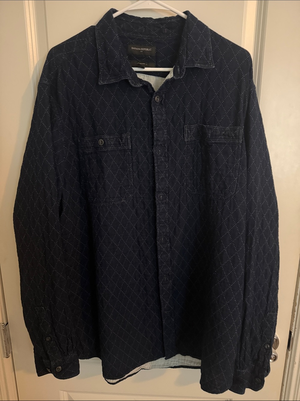 Banana Republic Indigo Diamond Stitch Button Down Shirt – XL Tall